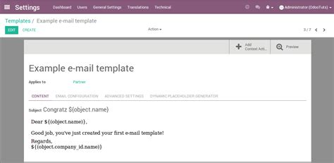Odoo Email Template